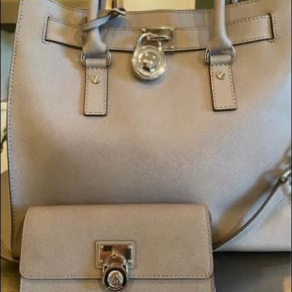 Gray Leather MK Purse and Wallet